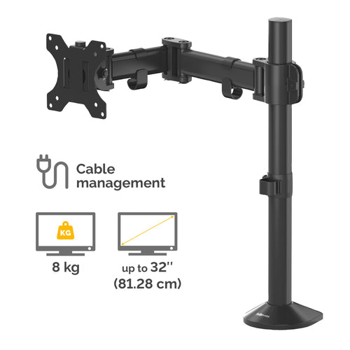 Fellowes Reflex Monitorarm - Verstellbarer Monitorhalter für 32-Zoll-Bildschirme - VESA-kompatibel - Schwarz