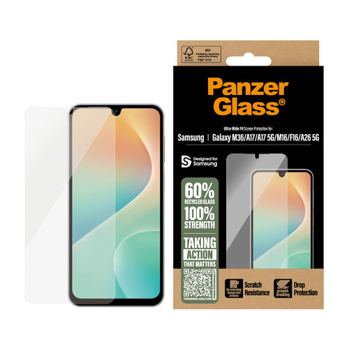 PanzerGlass ® Screen Protector Samsung Galaxy M17 5G | M36 | A17 | A17 5G | M16 | F16 | A26 5G | Ultra-Wide Fit