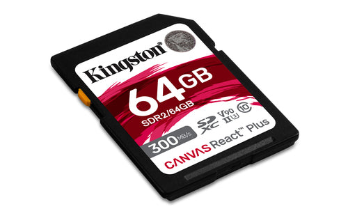 64GB Kingston Technology Canvas React Plus SDXC UHS-II 300MB/s 4K/8K Memory Card