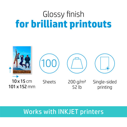 HP Everyday Glossy Photo Paper-100 sht/10 x 15 cm