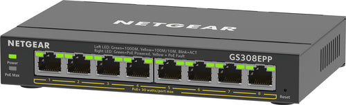 NETGEAR 8-Port Gigabit Ethernet High-Power PoE+ Plus Switch (GS308EPP)