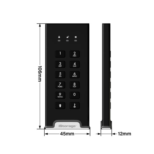 1TB iStorage diskAshur M2 SSD Portable Solid-State-Festplatte USB Type-C FIPS-konform Schwarz