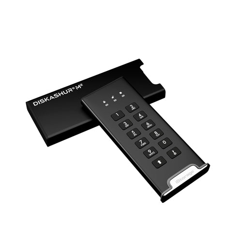 1TB iStorage diskAshur M2 SSD Portable Solid-State-Festplatte USB Type-C FIPS-konform Schwarz