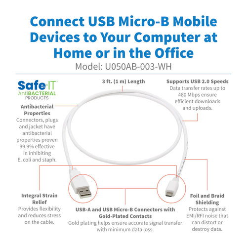 Tripp Lite U050AB-003-WH USB cable