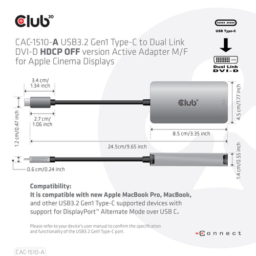 CLUB3D CAC-1510-A video cable adapter