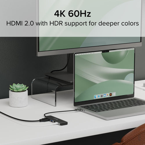 USB C Hub Multiport Adapter 4-in-1 100W Pass-Through Charging 4K HDMI