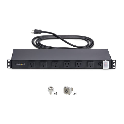 Rackmontierbare Stromverteilungseinheit 12-fach 1U Stahl Schwarz