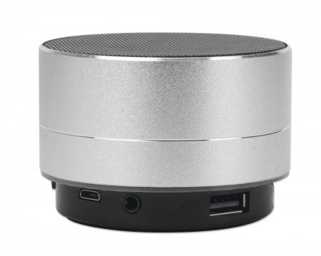 Bluetooth Portable Party Speaker IPX4 Splashproof 10m Range MicroSD Aux USB-A Silver