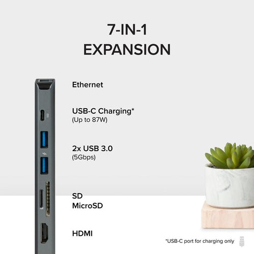 USB-C Hub Plugable Technologies USBC-7IN1E 100W 4K HDMI Ethernet