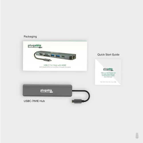 USB-C Hub Plugable Technologies USBC-7IN1E 100W 4K HDMI Ethernet