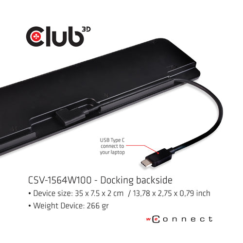 CLUB3D CSV-1564W100 laptop dock/port replicator