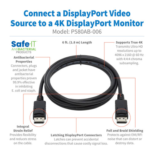 Tripp Lite P580AB-006 DisplayPort cable