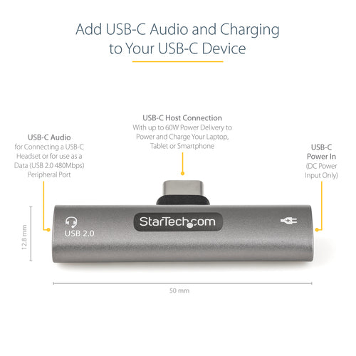USB-C Audio Adapter StarTech.com CDP2CAPDM 60W Charging Headphone Port