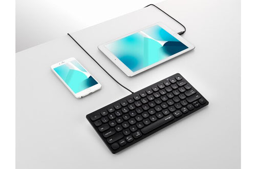 Kabelgebundene QWERTZ-Tastatur für Apple iPad & iPhone – Schwarz