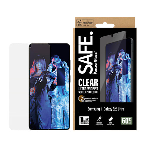 PanzerGlass SAFE. by ® Screen Protector Samsung Galaxy S26 Ultra | Ultra-Wide Fit w. EasyAligner
