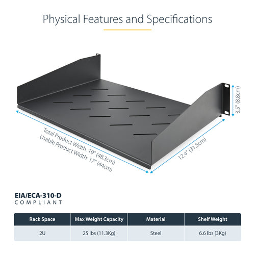 StarTech.com CABSHELFV2U-12-RACK rack accessory