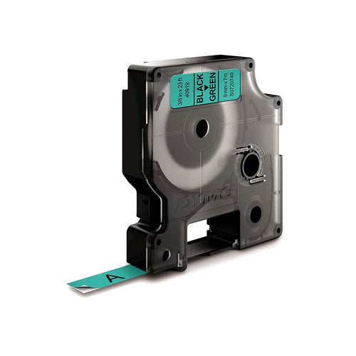 DYMO D1 Standard - Black on Green - 9mm label-making tape