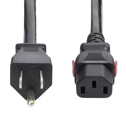 Heavy Duty 12ft Power Cable NEMA 5-15P to Locking C13 15A 125V