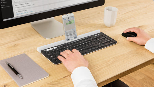 Wireless Keyboard Logitech Standard RF Bluetooth Grey White Dark Grey