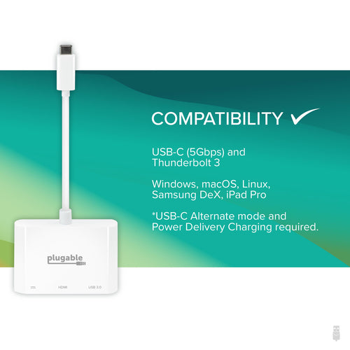 Plugable USB-C Multiport Adapter USBC-MD103 – 4K HDMI, USB 3.0, Ladefunktion
