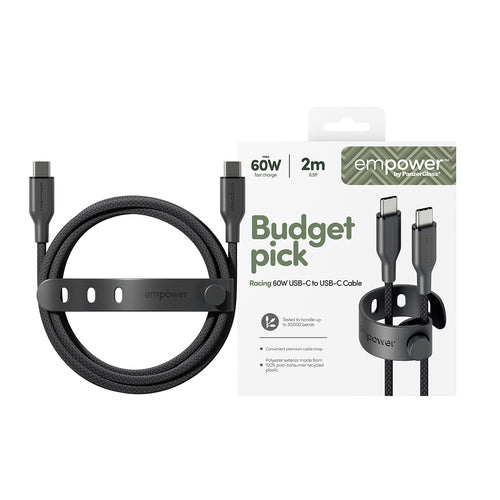 PanzerGlass empower™ by ® Racing 60W USB-C to USB-C Cable | USB 2.0 | 2M | Space Black USB cable