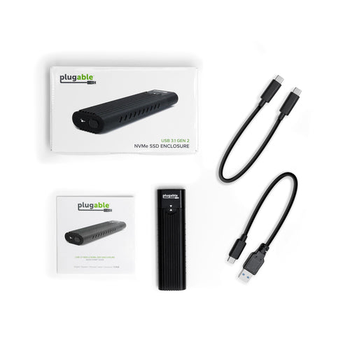 SSD Enclosure Plugable Technologies USBC-NVME 10Gbps Tool-Free PCIe Gen 3/4 USB-C USB-A