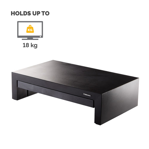 Fellowes Designer Suites Monitorständer – Verstellbarer ergonomischer Ständer für 21-Zoll-Monitore, Schwarz/Perlglanz-Finish