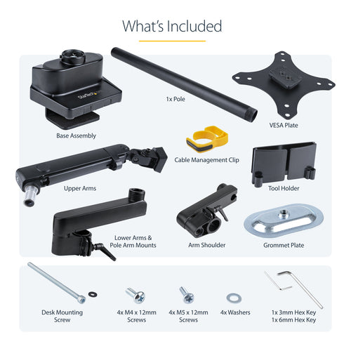 StarTech.com ARMPIVOT2USB3 Full Motion Monitor Arm with USB 3.0 - Black