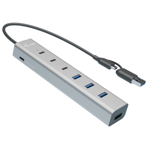 USB-C Metal Hub 7-Port i-tec Charging Hub 3x USB-C 4x USB-A 15W