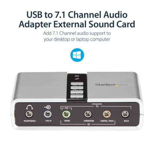 StarTech.com ICUSBAUDIO7D 7.1 USB Audio Adapter – Externe Soundkarte mit SPDIF