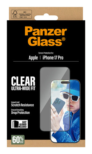 PanzerGlass ® Screen Protector iPhone 17 Pro | Ultra-Wide Fit w. EasyAligner