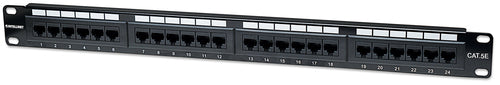 Cat5e 24-Port Patchpanel UTP Gigabit Ethernet RJ-45 1HE Schwarz