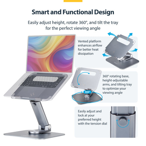 Telescopic Laptop Stand Adjustable Height Aluminum Portable 360° Swivel