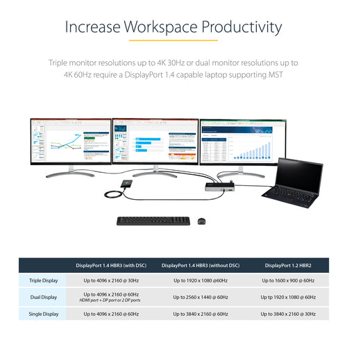 StarTech.com DK31C2DHSPD laptop dock/port replicator