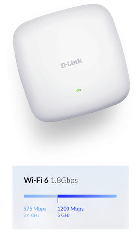 D-Link AX1800 Wi-Fi 6 Dual-Band Access Point – 1800 Mbit/s Geschwindigkeit, PoE