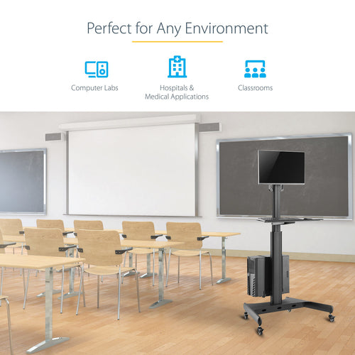 StarTech.com WKSTNCART Ergonomic Mobile Workstation Cart - Adjustable Desk on Wheels