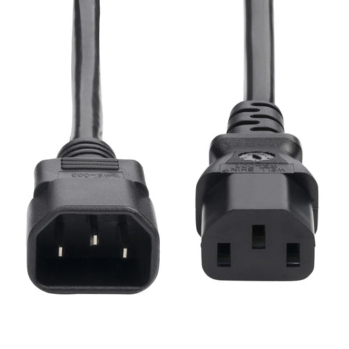 1ft Power Extension Cord C14 to C13 10A 250V 18AWG Black
