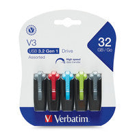 Verbatim Store 'n' Go V3 32GB USB Flash Drive USB 3.2 Gen 1 Capless Multicolour