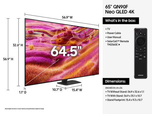 Samsung QN90F 65-Inch Neo QLED Smart TV - 4K Ultra HD, Black