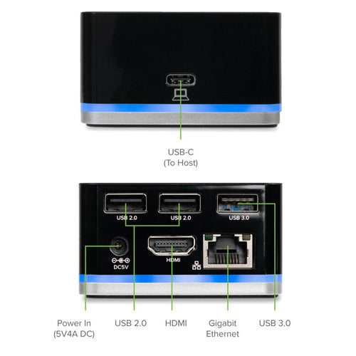 USB-C Mini Dock Plugable Technologies 4K HDMI Ethernet Wired