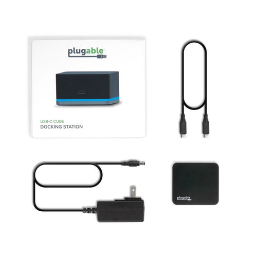 Plugable Technologies USB C Cube - Mini-Dock | 4K Auflösung, kabelgebundenes USB 3.2, Schwarz