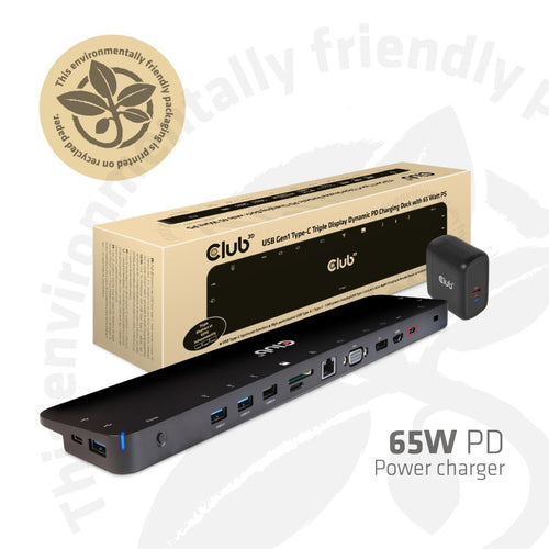 CLUB3D CSV-1564W65 USB Typ-C Triple Display Dock mit 65W Stromversorgung