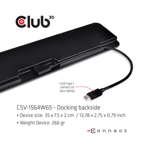 CLUB3D CSV-1564W65 USB Typ-C Triple Display Dock mit 65W Stromversorgung