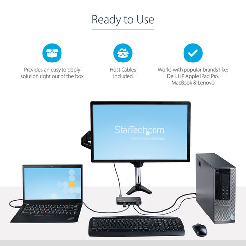 StarTech.com SV221HUC4K KVM Switch - 2 Port Hybrid USB-A + HDMI & USB-C - 4K Ultra HD Monitor