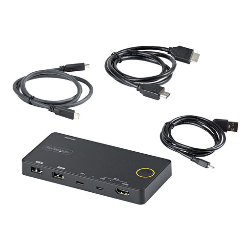 StarTech.com SV221HUC4K KVM Switch - 2 Port Hybrid USB-A + HDMI & USB-C - 4K Ultra HD Monitor