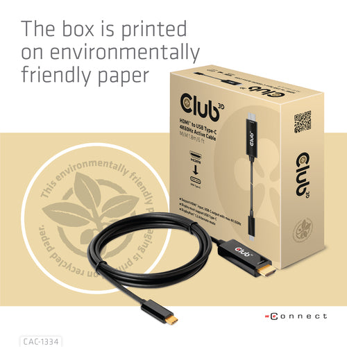 CLUB3D HDMI to USB Type-C Adapter - 4K60Hz Active Cable - 1.8m