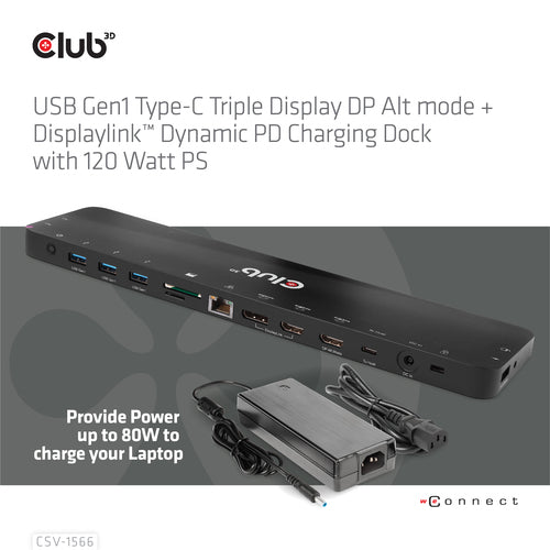 CLUB3D CSV-1566 laptop dock/port replicator