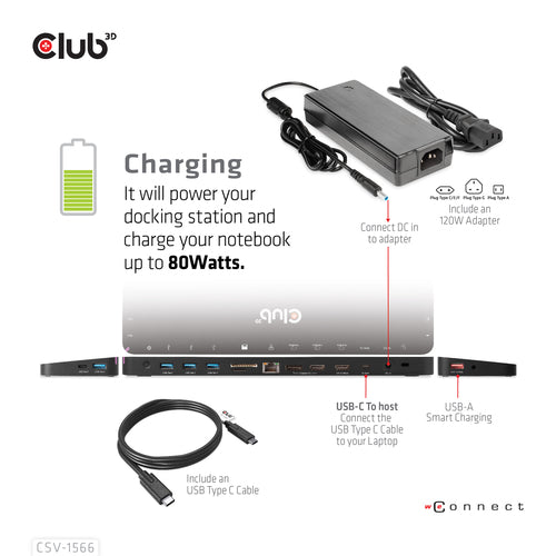 CLUB3D CSV-1566 laptop dock/port replicator