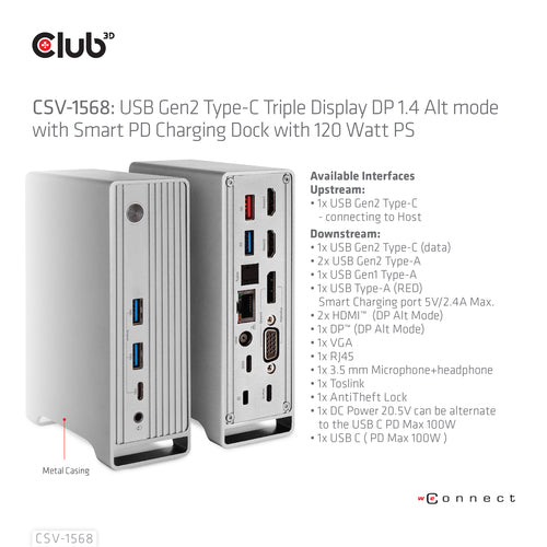 USB 3.2 Gen 2 Docking Station mit Typ-C-, HDMI- und VGA-Ausgängen