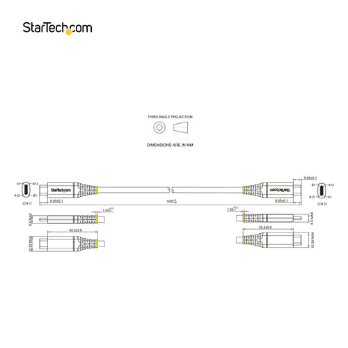 StarTech.com USB C Cable USB31CCV1M | 10Gbps Data Transfer | 100W Power Delivery | 3ft Black/Gray